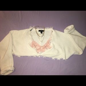 KNITTED CROPPED TIED SWEATER